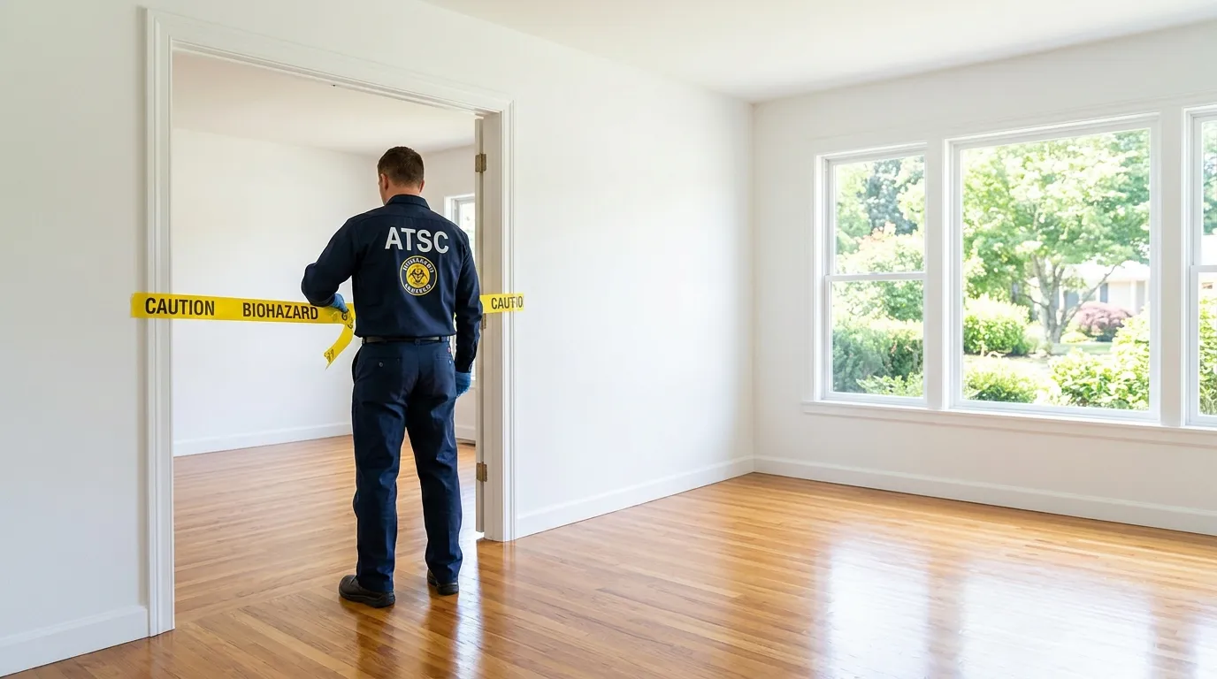 Certified biohazard cleanup crew performing Decomposition Cleanup in Greenwich